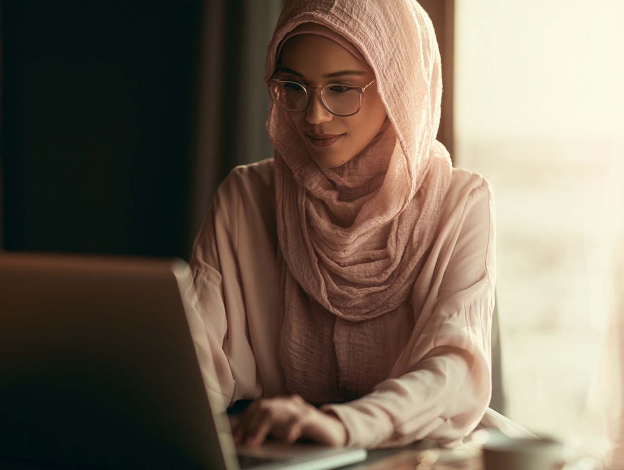 A student focused at a laptop, preparing to begin the Challenge